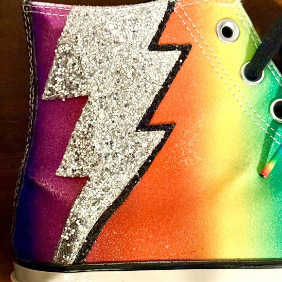 Chuck Taylor Converse HTC Limited Edition Glittery Rainbow Mens Size 10 Hi Tops main image 10